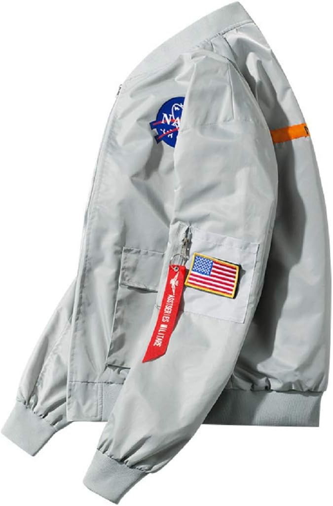 Mens Apollo NASA Patches Slim Fit Bomber Jackets Windbreaker